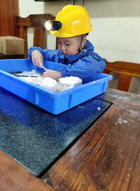 儿童矿工帽带灯的安全帽LED充电灯红黄蓝粉幼儿园小孩建筑演出帽