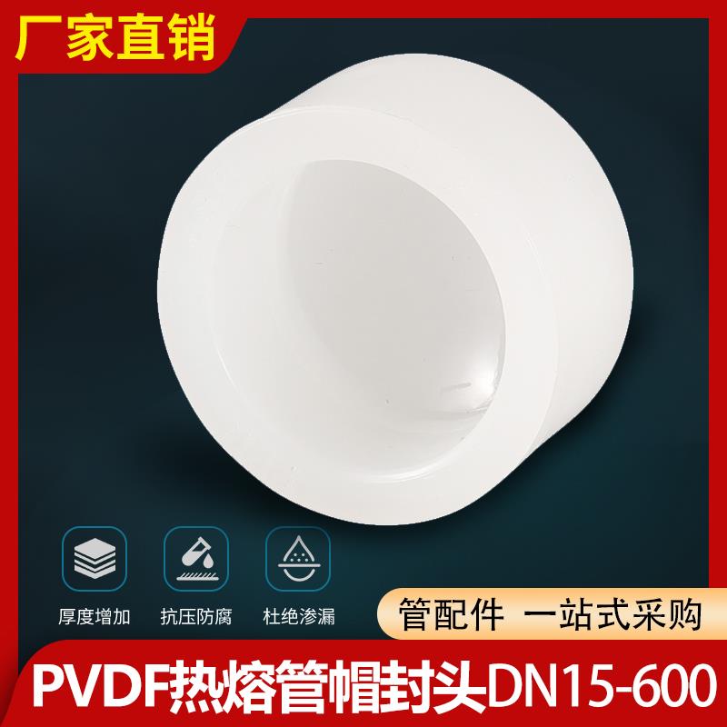PVDF热熔管帽封头化工管道塑料堵帽门盖封头配件耐腐蚀耐磨堵头