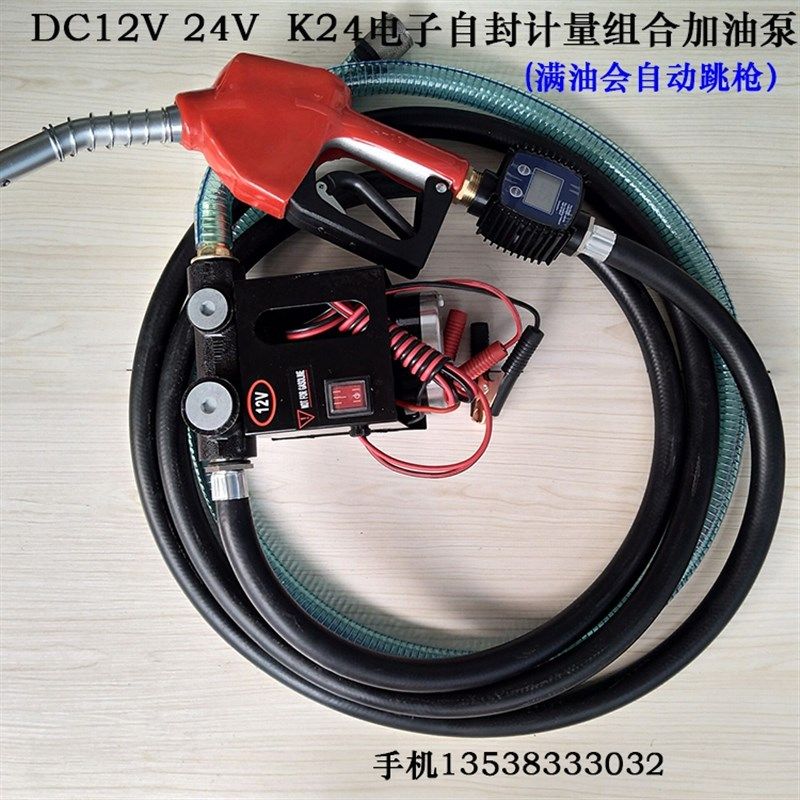 电动抽油泵12V24V220V柴油泵车载加油机计量加油枪组合套装带油管