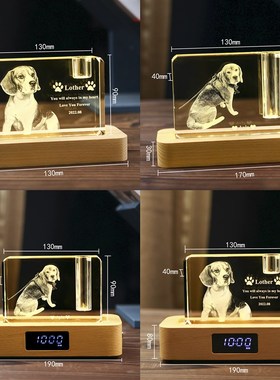 宠物照片定制水晶3D内雕纪念品摆件收纳狗狗猫咪毛发晶石预留打孔