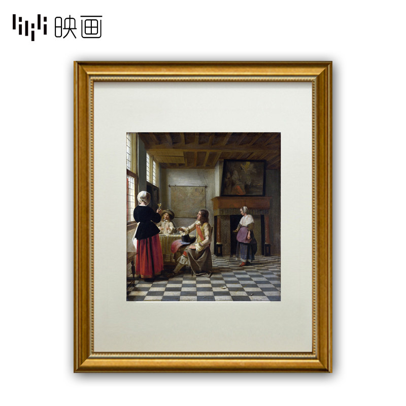 欧式客厅四联装饰画沙发墙画复古餐厅组合挂画轻奢小众艺术晶瓷画
