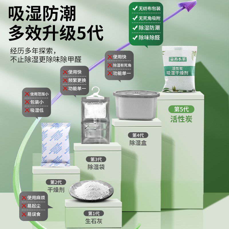 除湿袋干燥剂防潮防霉包活性炭房间吸湿盒去祛衣柜室内回南天神器