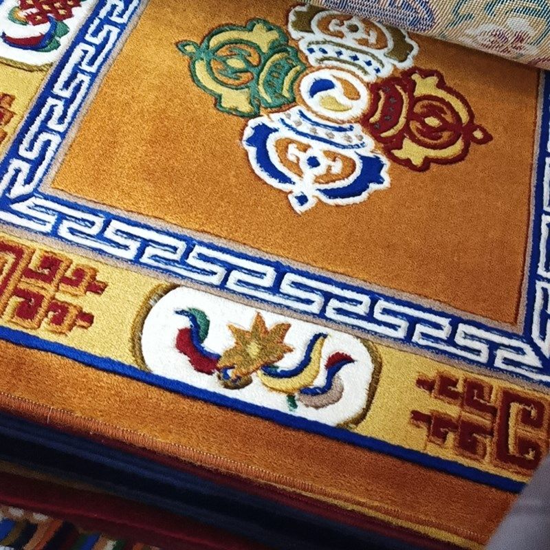 藏式纯羊毛立体剪花地毯十字金刚杵地毯藏毯沙发垫拜垫瑜伽坐毯