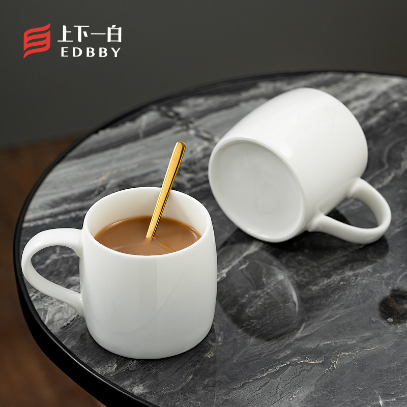 大容量马克杯陶瓷杯带盖德化白瓷牛奶杯早餐杯咖啡杯家用水杯茶杯