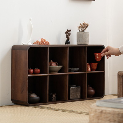 胡桃木多宝格博古架茶室茶具茶杯架小摆件实木收纳摆放展示置物架