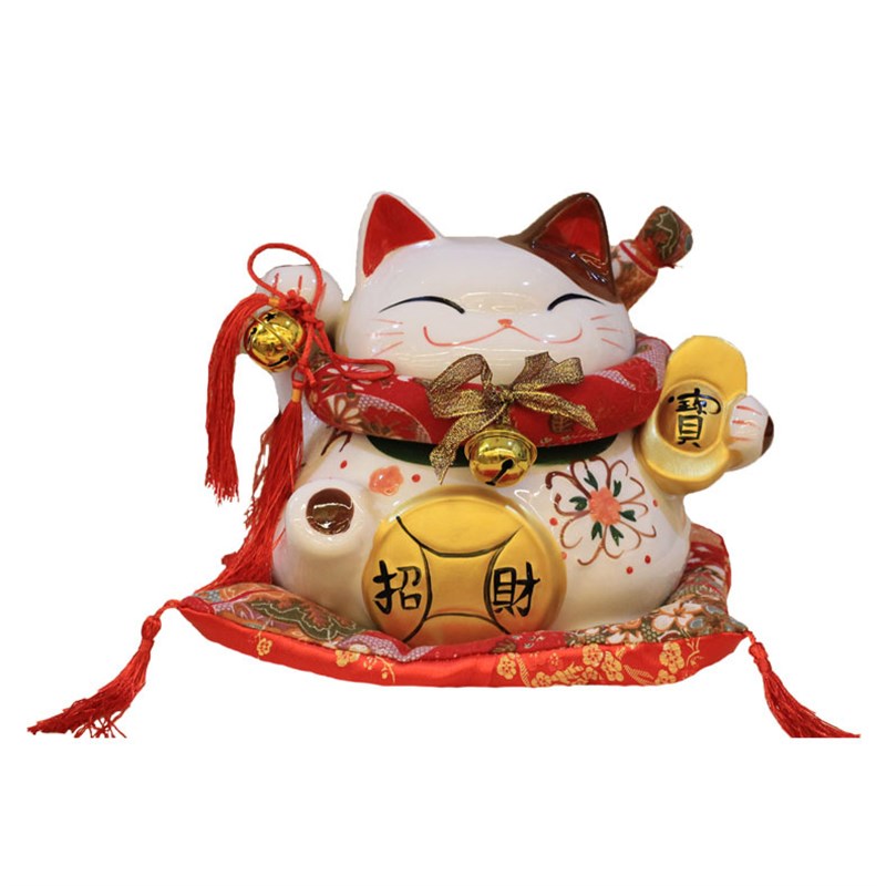 乐陶优品9寸陶瓷招财猫店铺乔迁家居摆饰开运送礼礼物存钱存钱筒