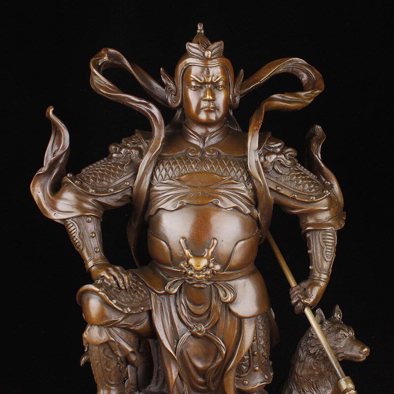 二郎神铜像摆件二郎真君杨戬铜像家居装饰品客厅工艺品摆件哮天犬