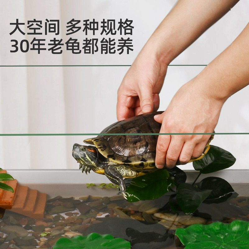 乌龟饲养缸带晒台爬台大型家用养乌龟专用生态造景饲养箱底部排水图片