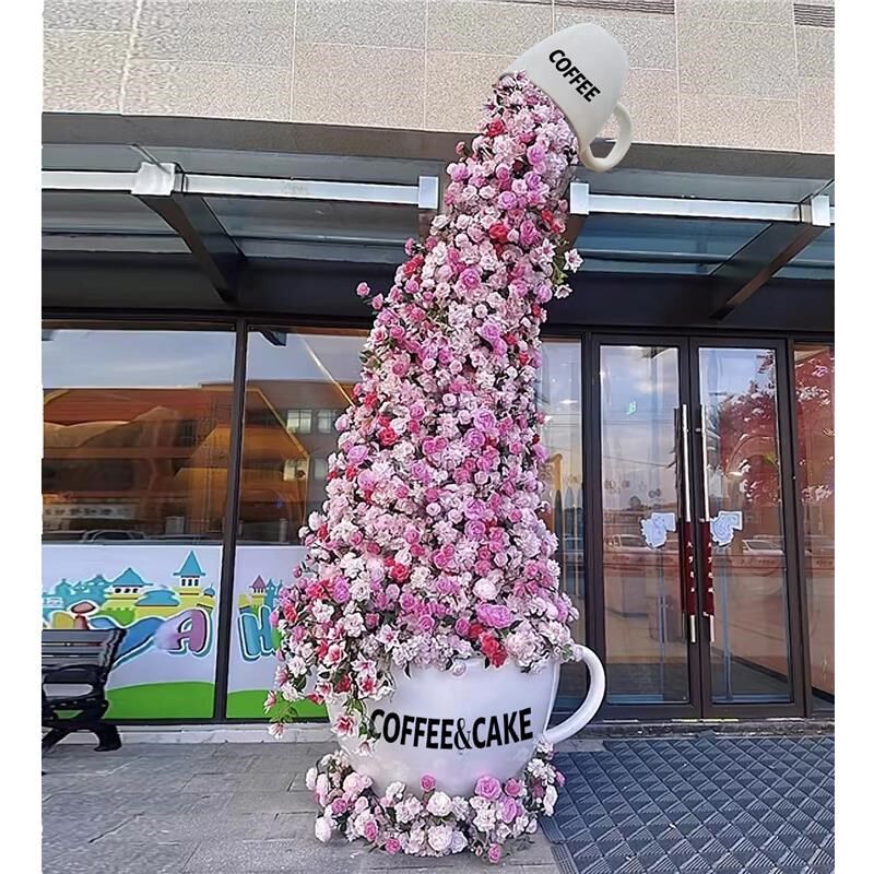 网红真咖啡杯模型大型雕塑打卡拍照奶茶杯店铺装饰门口大摆件