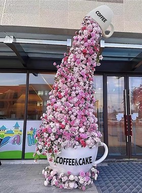 网红真咖啡杯模型大型雕塑打卡拍照奶茶杯店铺装饰门口大摆件