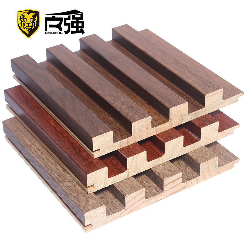 实木格栅板快装木饰面沙发电视背景墙凹凸长城板护墙装饰板隐形门图片