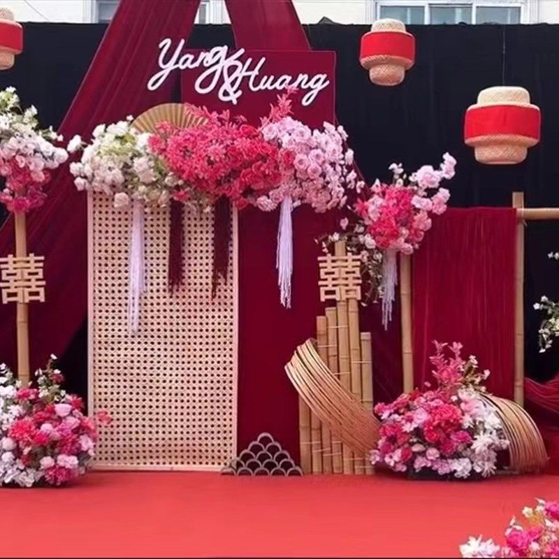 新中式婚礼竹编灯笼中国风灯罩复古竹子餐厅火锅店吊灯