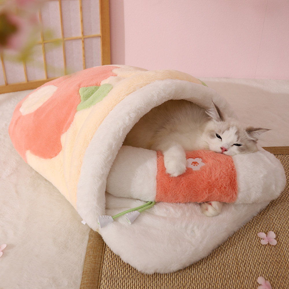 猫窝冬季保暖半封闭式猫床猫咪用品幼猫睡袋四季通用猫帐篷宠物床