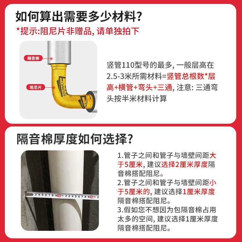福美斯下水管隔音棉阻尼片包卫生间管道隔音棉自粘背胶管道消音棉图片