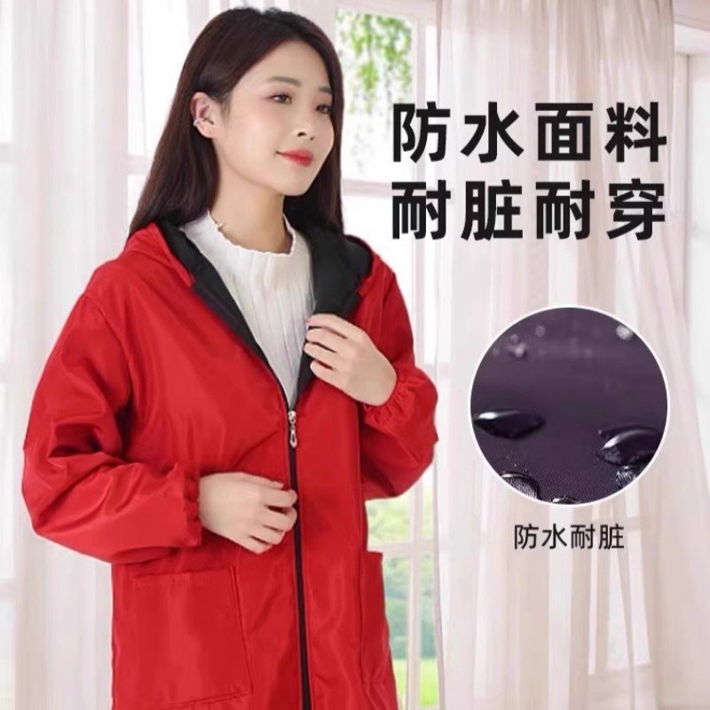 短款加绒罩衣女新款冬季加绒加厚厨房专用围裙超强防水防油工作服图片