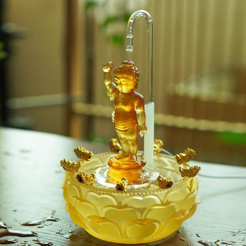 琉璃浴佛太子佛像工具套装九龙吐水莲花盆浴佛节用品流水摆件家用