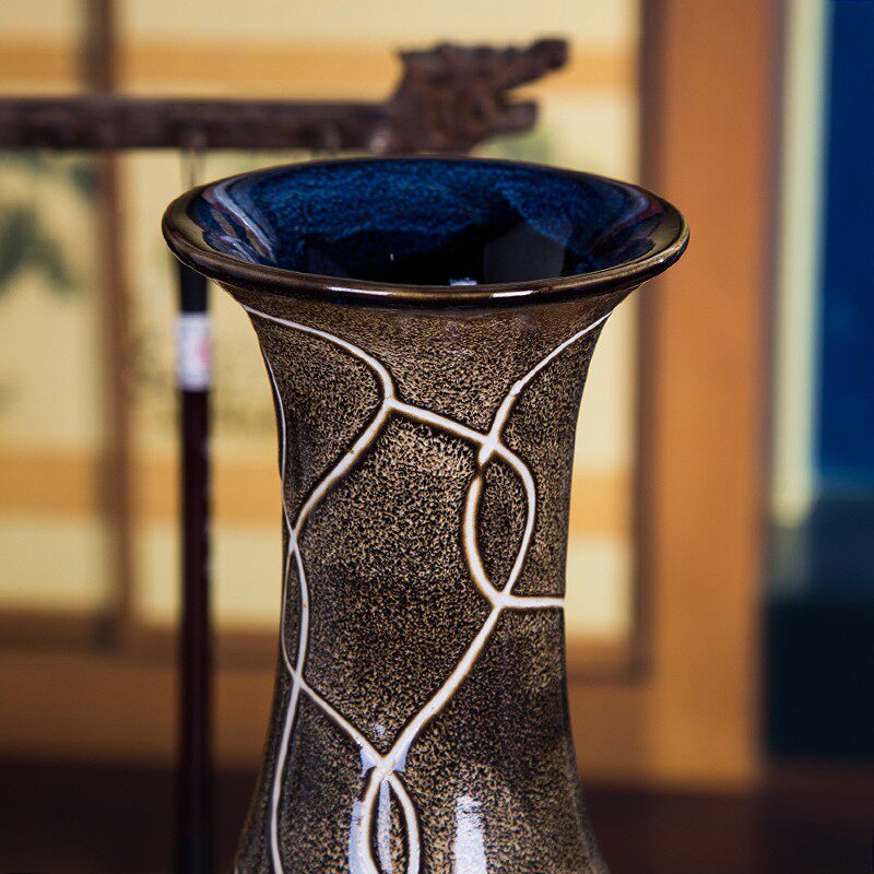 景德镇陶瓷器 仿古窑变釉创意艺术花瓶 古典客厅家居装饰品摆件