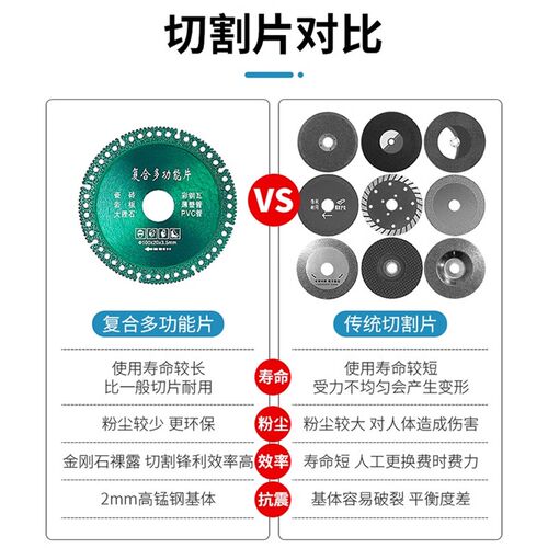 复合多功能切割片瓷砖岩板彩钢金属角磨机锯片专用工具打磨片神器