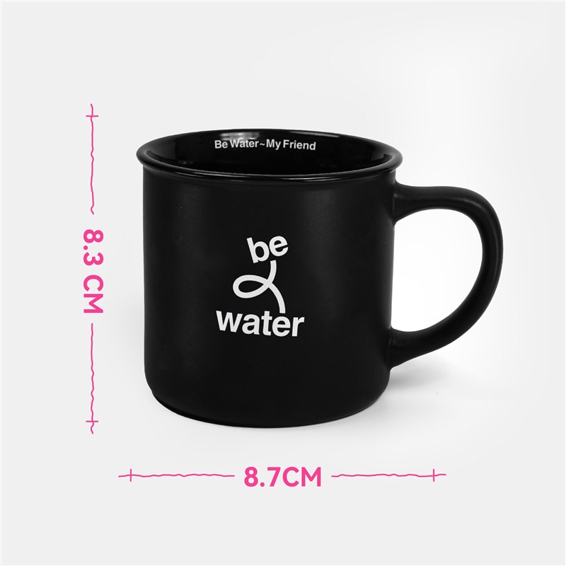 不够商店 be water黑色磨砂小黑杯马克杯咖啡杯   简约陶瓷情侣杯