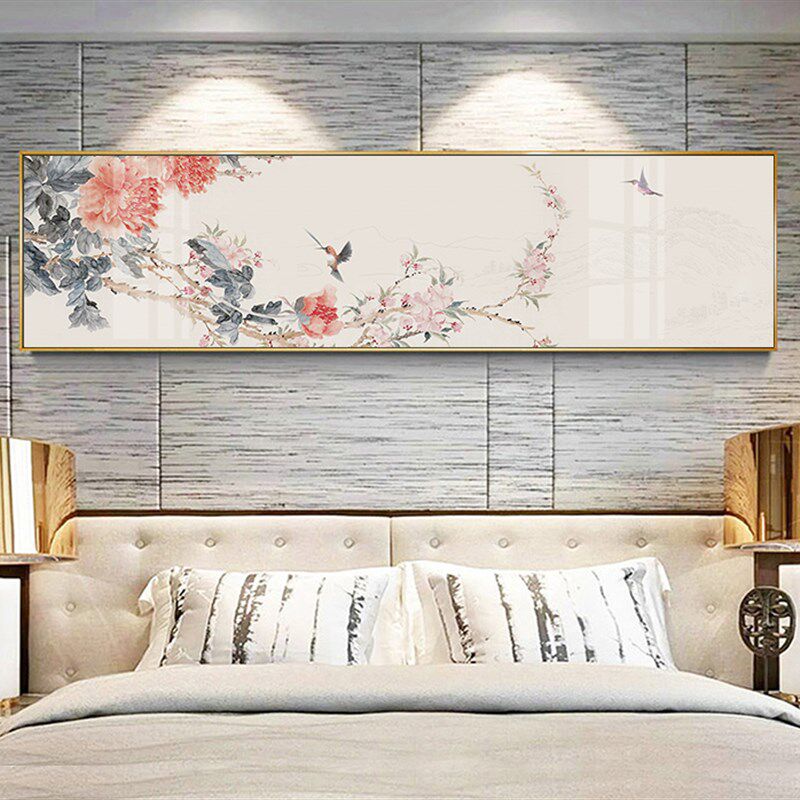 5209新中式花鸟客厅装饰画中国风茶室挂画轻奢沙发背景卧室床头画