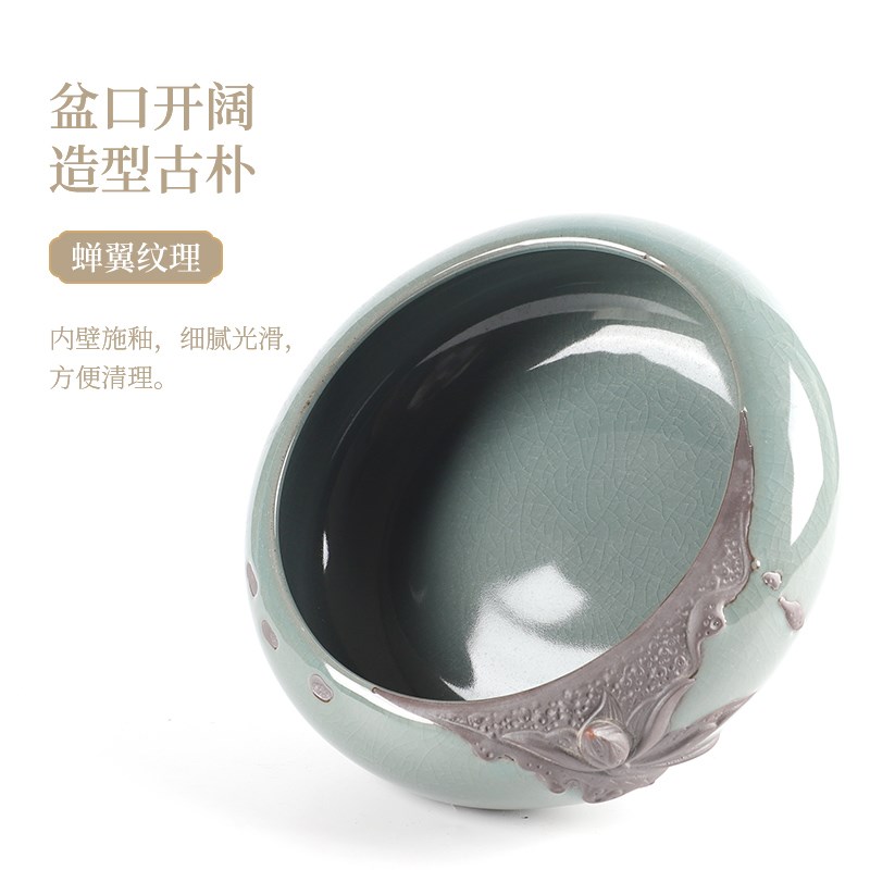 精品复古哥窑水培花盆陶瓷桌面白掌绿植盆栽大号铜钱草睡莲专用盆