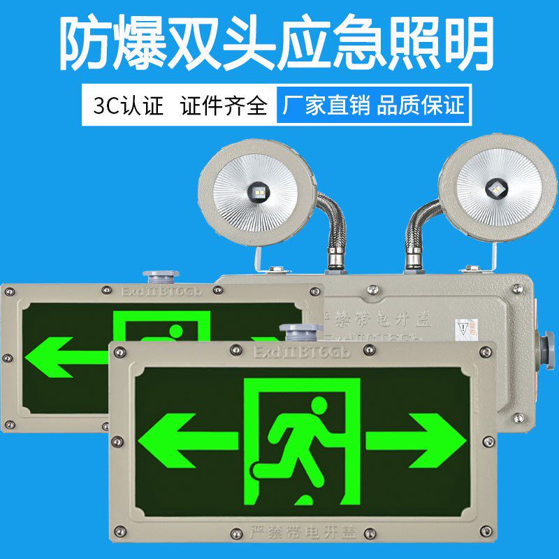 防爆应急灯双头防爆标志灯双面安全出口疏散指示双头两用灯二合一