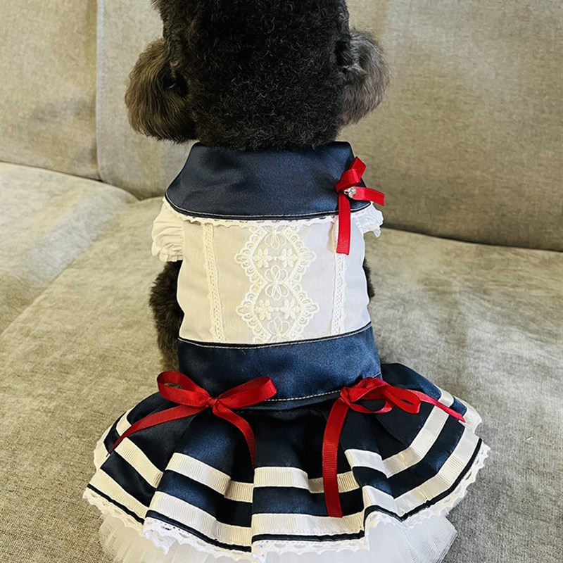 私宠手作宠物狗JK制服宠物猫小泰迪春天薄款裙子比熊约克夏水手服