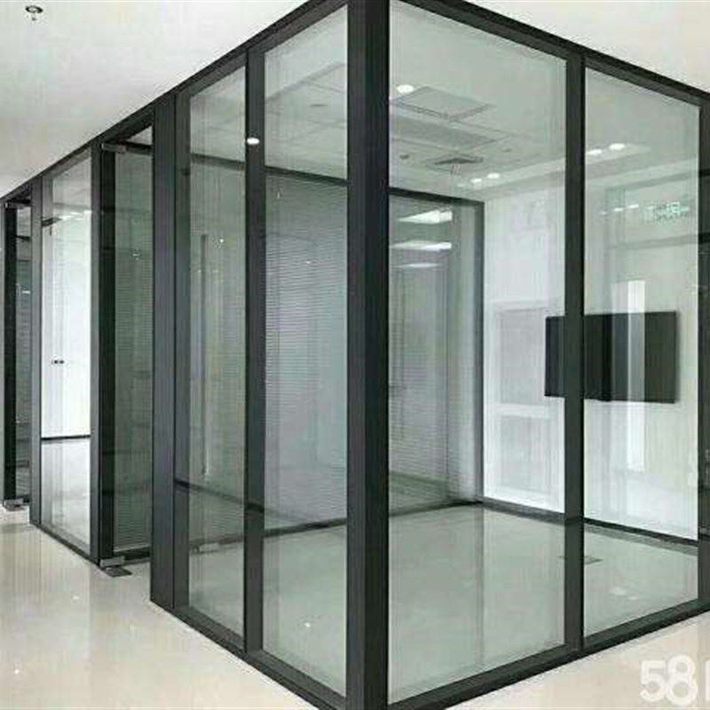 南京专业定制办公室断桥不锈钢铝合金双层钢化百叶磨砂玻璃隔断墙