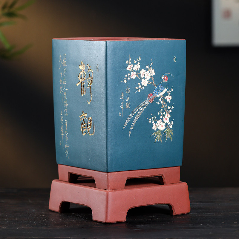 宜兴紫砂花盆四方盆高档陶瓷客厅兰花盆君子兰专用盆景盆栽紫砂盆