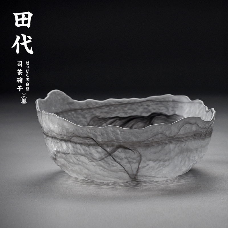 建水手工玻璃茶洗加厚功夫茶洗碗琉璃莲花洗茶具茶道配件耐热水盂