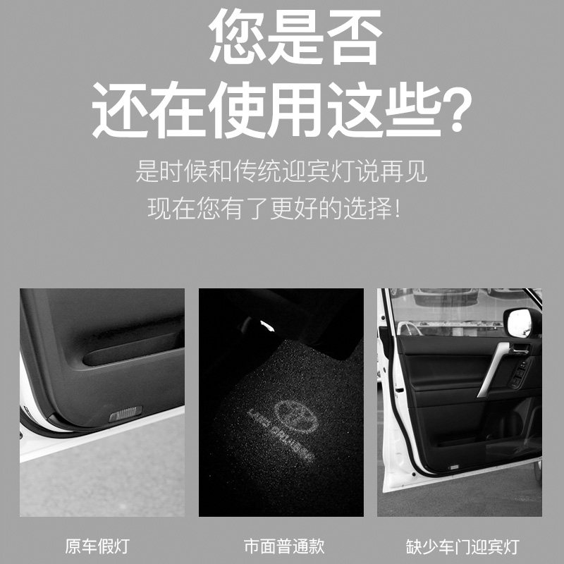 适用于霸道普拉多兰德酷路泽车门迎宾灯陆巡尾门爆闪警示灯镭射灯