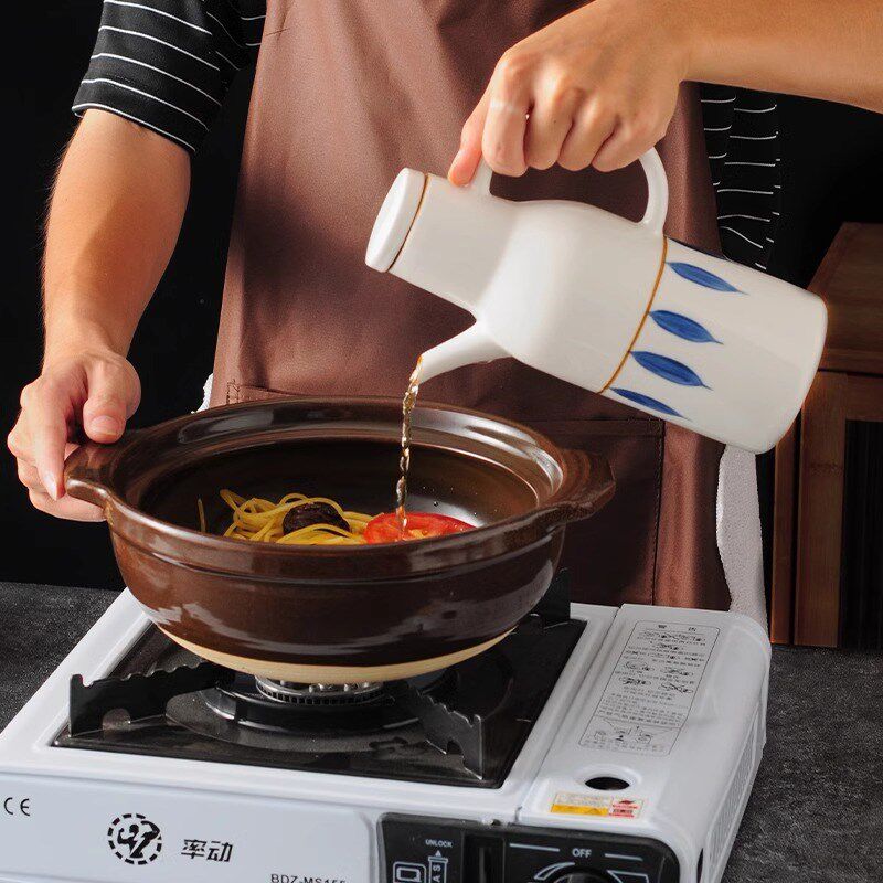 日式陶瓷油壶油罐 厨房家用酱油瓶醋壶调味瓶面馆带盖大容量油瓶