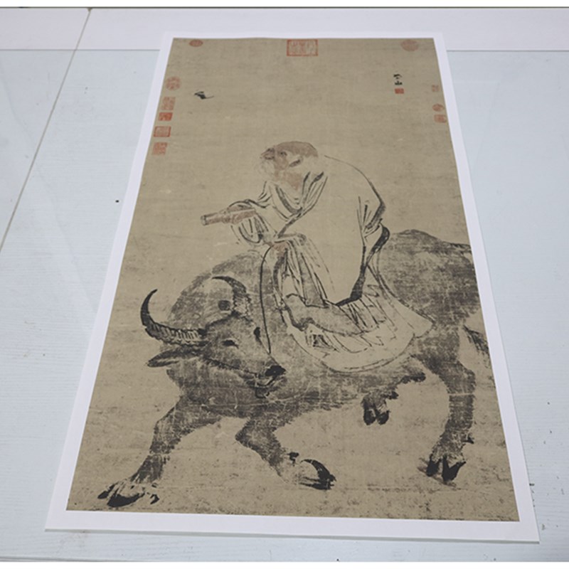 张路老子骑牛图老子像古典人物画立轴挂画客厅公司装饰画临摹手稿