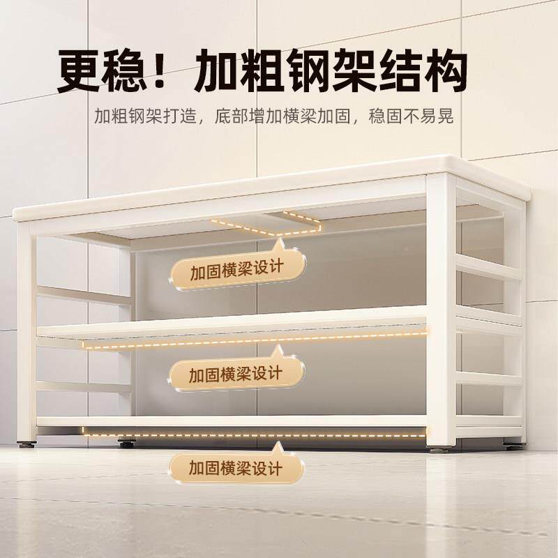 厨房置物架工新款多功能落地切菜桌子W98c-白作台多微层波炉收边