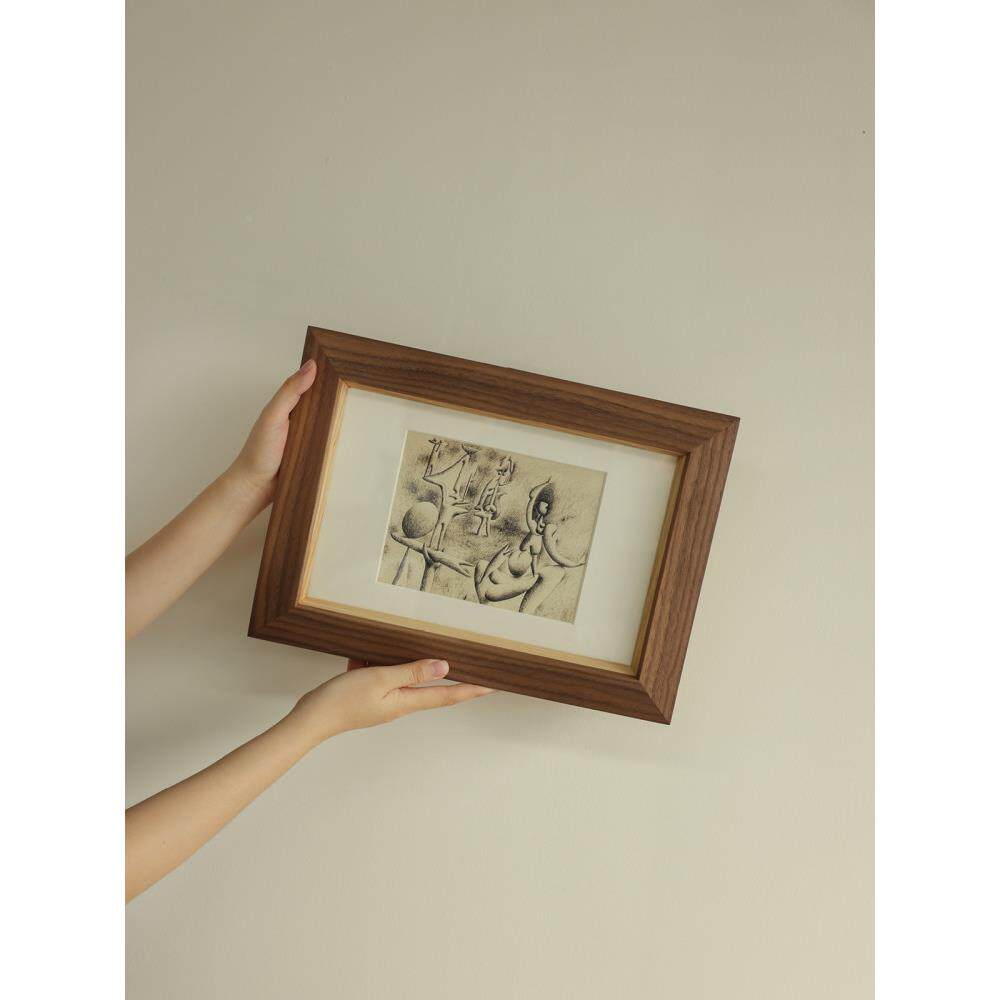 合覆古抽空象实木画框装饰FSC客画卧室厅展厅墙面挂画桌书装饰摆