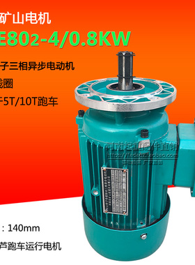 河南矿山5T/10T跑车运行电机YSE802-4/0.8KW实心转子旁磁制动电机
