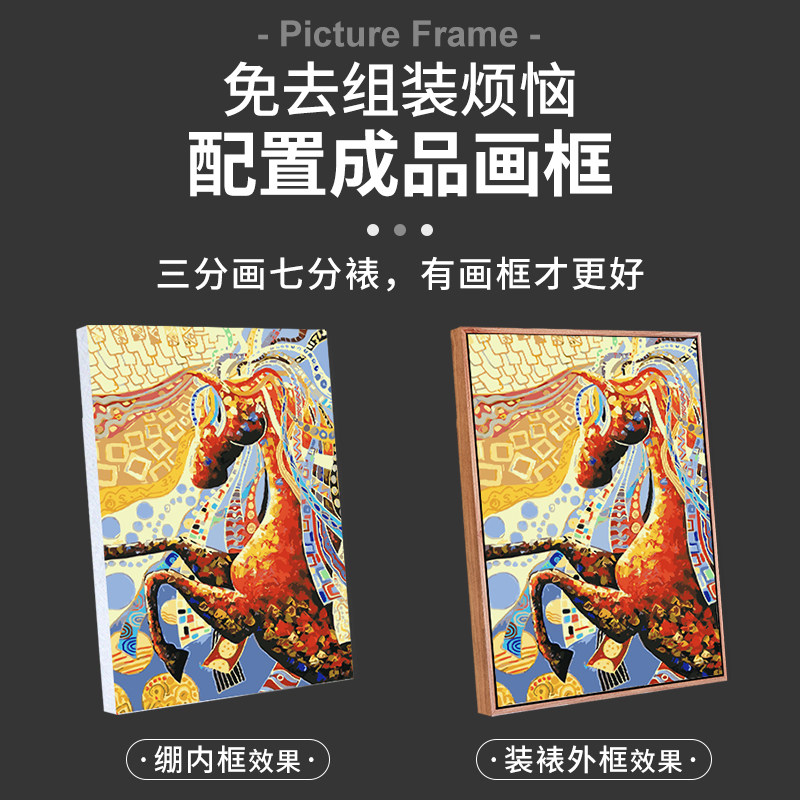 diy数字油彩画北欧风格手绘填色风景油画玄关简约手工填充装饰画