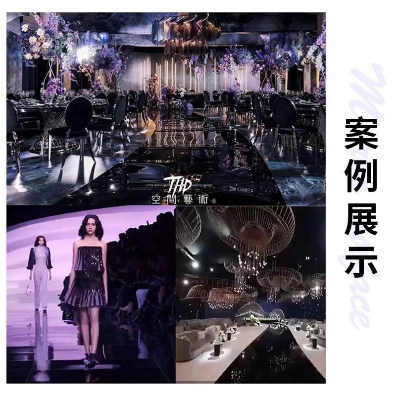 黑色婚庆镜面地毯自粘摔不碎婚礼T台创意布置道具拍摄倒影反光膜