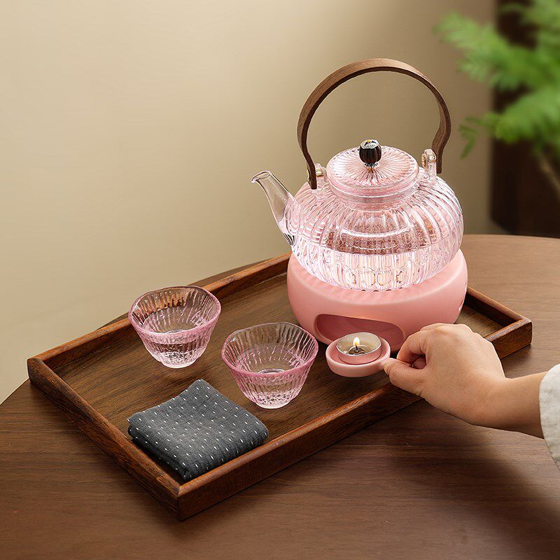 玻璃茶壶套装蜡烛加热煮茶炉可明火耐高温花果茶壶年轻人茶杯茶具