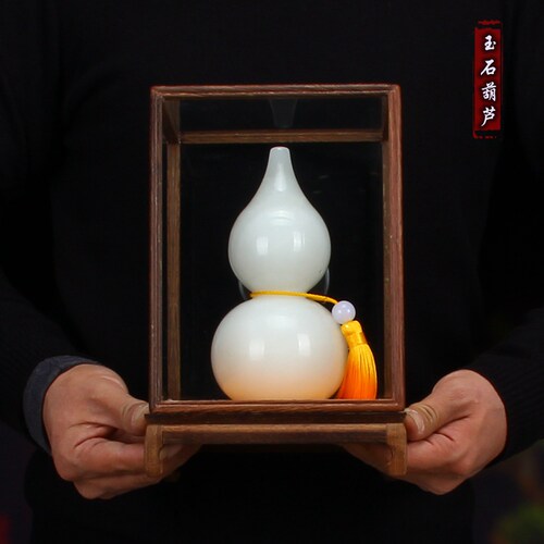 天然阿富汗玉石葫芦福禄平安摆件客厅玄关博古架中式桌面生财摆设