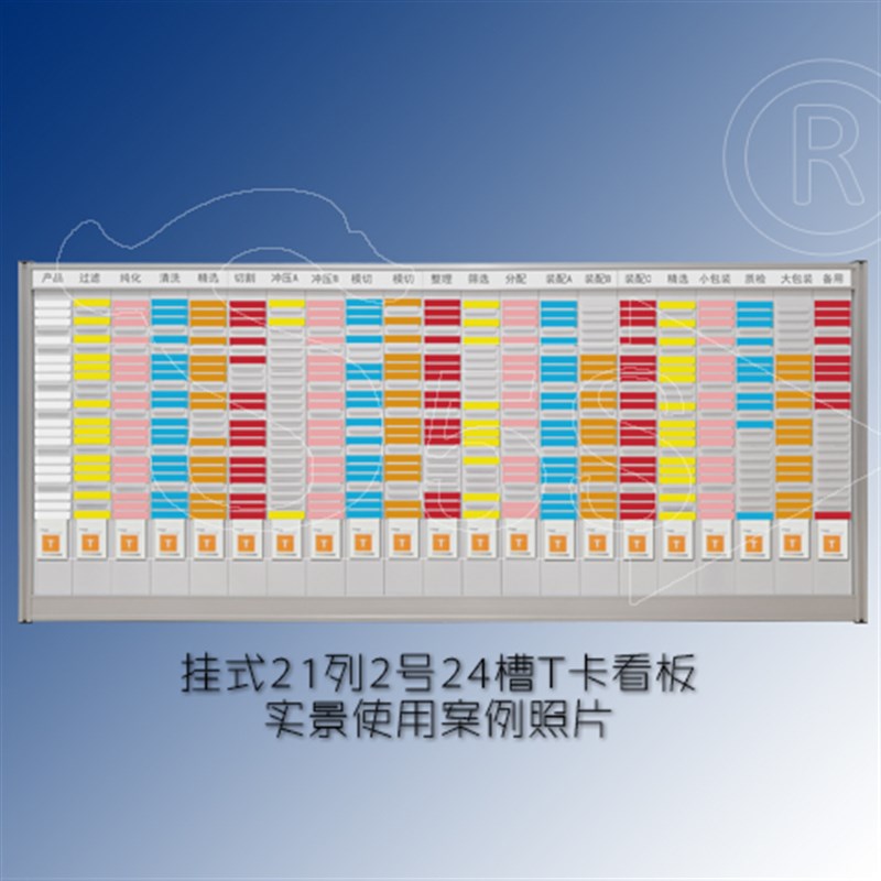S5S工业工厂企业管理看板挂式2号24槽带卡片T卡计划看板1-24列