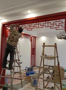 新中式烤漆门楣挂落横梁遮挡装饰镂空雕花板门头垭口花格仿古木雕