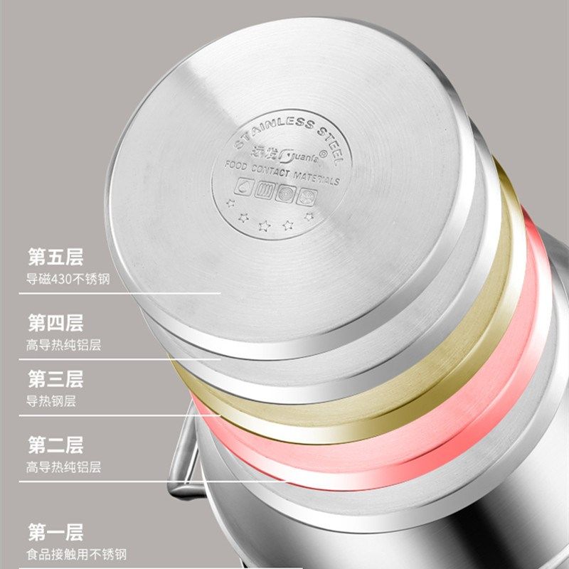 德式巨厚远发不锈钢加厚五层复底三层大蒸锅家用二层蒸笼多用蒸煮