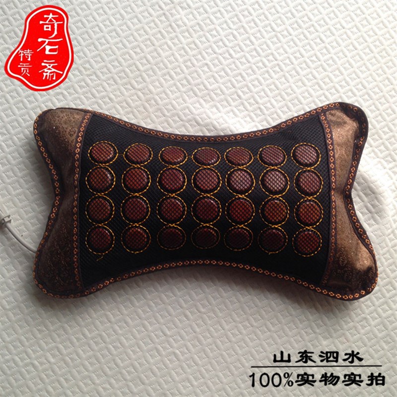 天然泗滨砭石泗水富贵红砭石枕头 电加热温控睡眠枕头 腰枕玉石枕