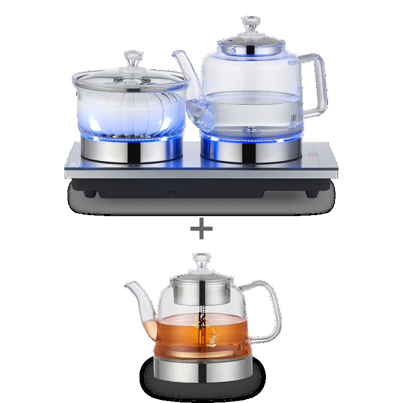全自动底部双上水电热水壶家用泡茶壶嵌入茶桌一体玻璃煮茶器套装