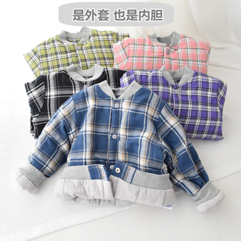 儿童棉衣秋季外套男女童小学校服内胆冬季休闲格子棉服校服棉内胆