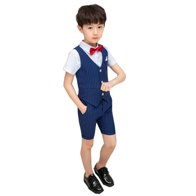 儿童小西装套装夏季男童短袖礼服英伦男孩钢琴服主持人花童表演服