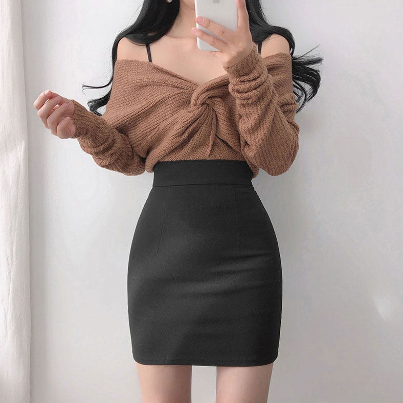 黑色ol职业短裙女春夏2023新款弹力紧身包臀半身裙短款高腰一步裙