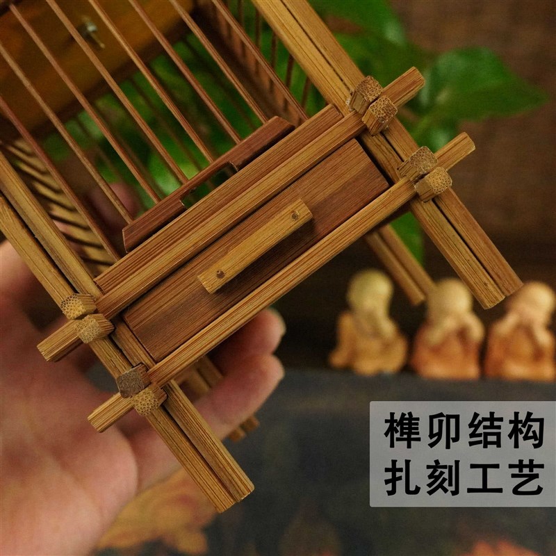 蝈蝈笼别墅精品竹子榫卯结构工艺高端蝈蝈笼手工蝈蝈笼子竹编大号