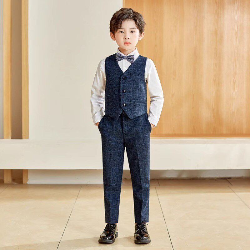 儿童西装套装花童男童礼服秋季男孩主持小西服英伦钢琴演出服外套